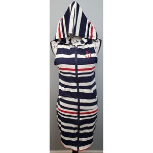 Beach by Exist Cover Up Girls XL Multi Striped Sleeveless Anchor Hooded Full Zip